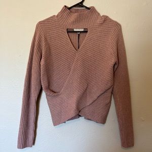 Pink Rose Dusty Pink Criss-Cross Cutout Sweater